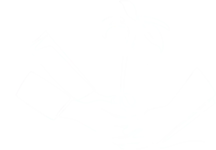 A white outline graphic of a sapling in the palm of a hand.